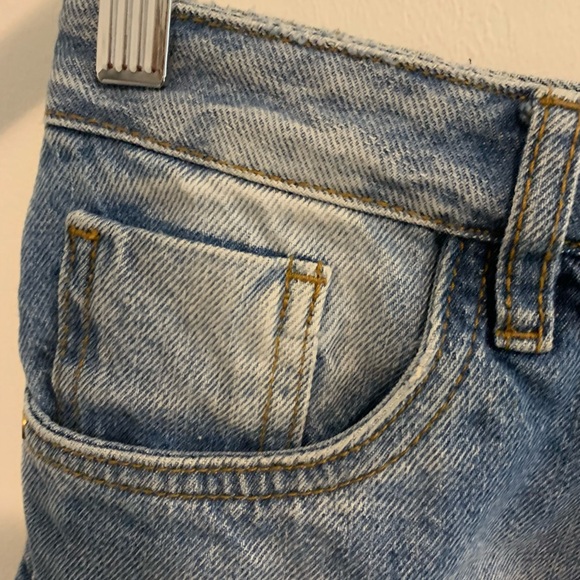 Blue Denim Shorts with Floral Embroidery - Picture 5 of 11